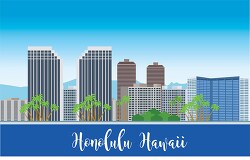 city honolulu hawaii clipart