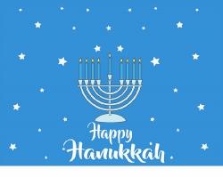 clipart happy hanukkah jewish holiday menorah with stars on blue