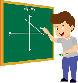 clipart of boy student solving algebra in the classroom