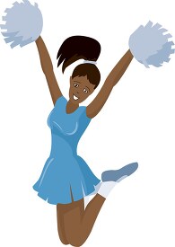 clipart of female african american cheerleader jumping with pomp