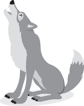 clipart of howling gray wolf