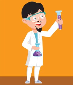 clipart of man holding test tube in laboratory science classroom