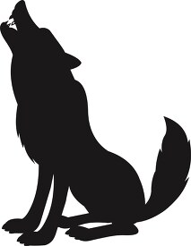 clipart of silhouette howling wolf clipart