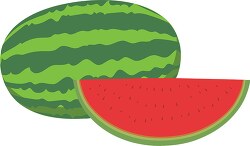 clipart of whole and cut watermelon fruit