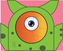 closeup of one eyed green monster clipart