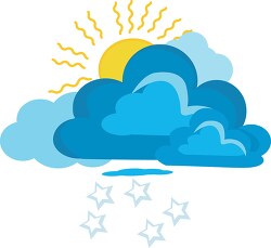 clouds with sun and stars clipart