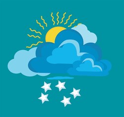 clouds with sun and stars sky backgroun clipart