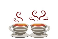 coffee ups with heart love symbol clipart