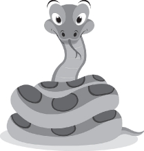 coiled cartoon style anaconda snake reptile gray clipart