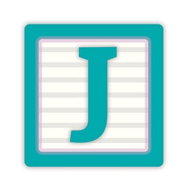 color alphabet block letter J