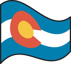 Colorado state flat design waving flag