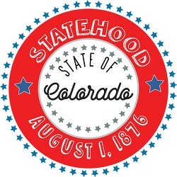 Colorado statehood 1876 date statehood round style with stars cl
