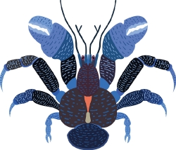 colorful blue spotted coconut crab clipart