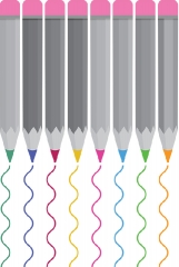colorful drawing pencils gray color