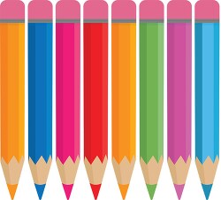 colorful drawing pencils with eraser vector clipart