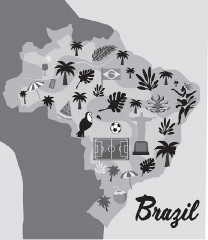 colorful map of brazil gray color