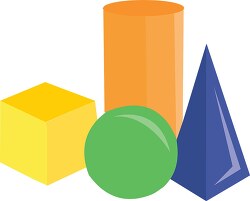 colorful math cube sphere cpme cylinder clipart