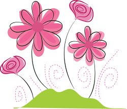 colorful pink flowers vector style clipart