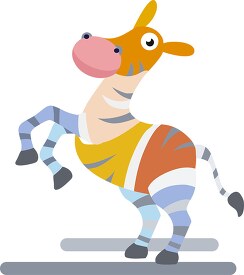 colorful playful cute zebra on hind legs clipart