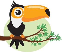 colorful toucan bird shows large colorful bill clipart