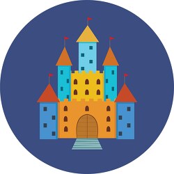 colourful castle medieval clipart icon