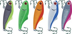 colourful fishing lures floating flies clipart