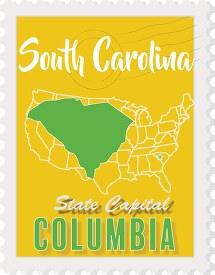 columbia south carolina state map stamp clipart 2