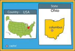 columbus ohio state us map with capital