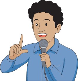 comedian holding microsphone clipart