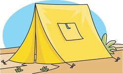 completely constructed yellow tent at camp