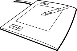 computer digital pen tablet black outline clipart