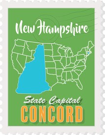 concord new hampshire state map stamp clipart