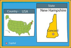 concord new hampshire state us map with capital
