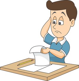 confused expression when reviewing exam question clipart