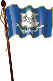 connecticut state flag on a flagpole