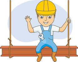 construction worker on steel beam