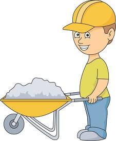 construction worker with wheelbarrow clipart