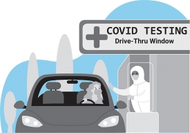 covid 19 drive thru testing window gray color