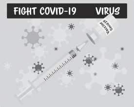 covid 19 vaccination gray color with virus in background