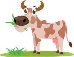 cow eating grass clipart