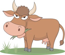 cow with attitude eating grass vector clipart