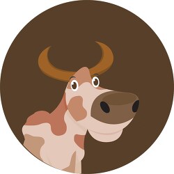 cow with round brown background clipart