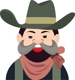 cowboy cartoon style with large mustache clipart