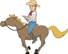 cowboy galloping on horse clipart