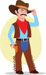 cowboy holding tipping hat clipart