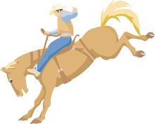 cowboy riding horse at rodeo