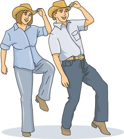 coywboy cowgirl line dancing clipart