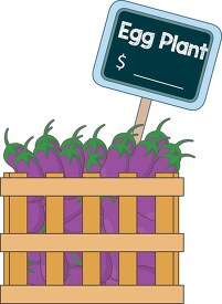 crate full vegetable egg plant for sale clipart copy