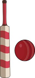 cricket bat and red ball clipart