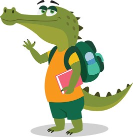 croc character waving going in the classroom school clipart